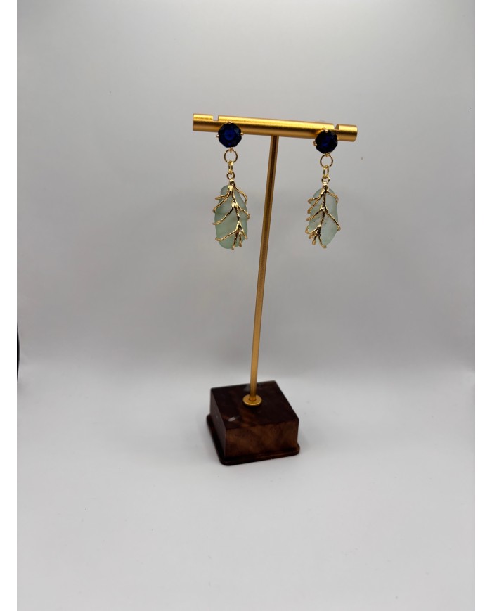 PENDIENTES ARTESANOS DE CRISTAL MARINO