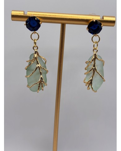 PENDIENTES ARTESANOS DE CRISTAL MARINO