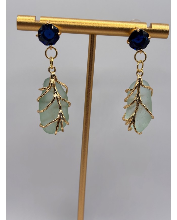 PENDIENTES ARTESANOS DE CRISTAL MARINO