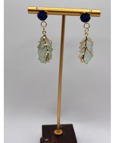 PENDIENTES ARTESANOS DE CRISTAL MARINO