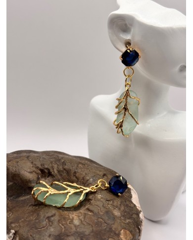 PENDIENTES ARTESANOS DE CRISTAL MARINO