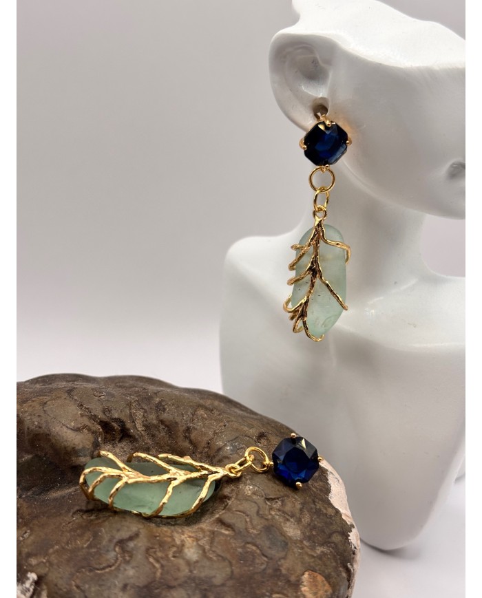 PENDIENTES ARTESANOS DE CRISTAL MARINO