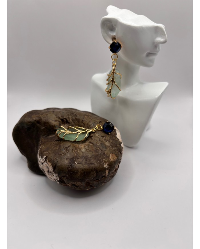 PENDIENTES ARTESANOS DE CRISTAL MARINO