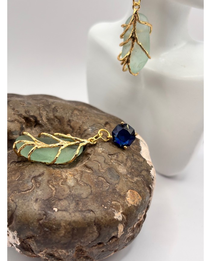 PENDIENTES ARTESANOS DE CRISTAL MARINO