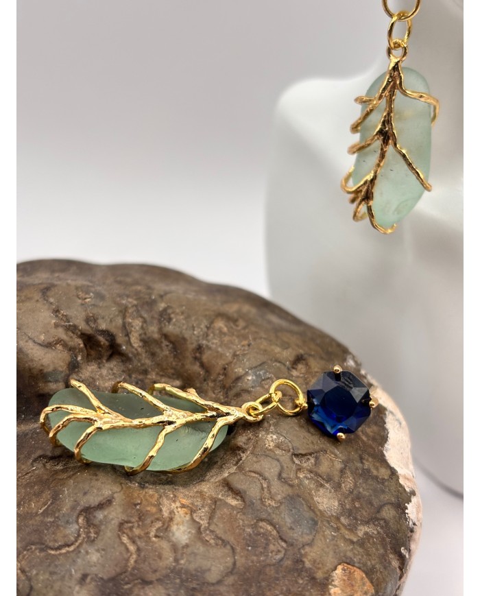 PENDIENTES ARTESANOS DE CRISTAL MARINO