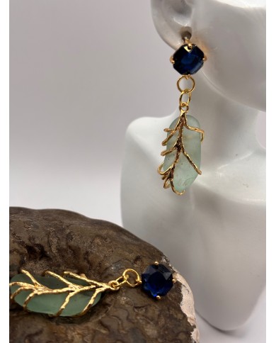 PENDIENTES ARTESANOS DE CRISTAL MARINO