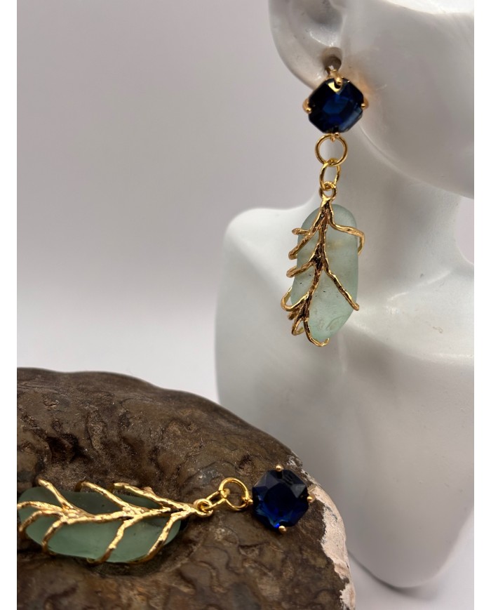 PENDIENTES ARTESANOS DE CRISTAL MARINO