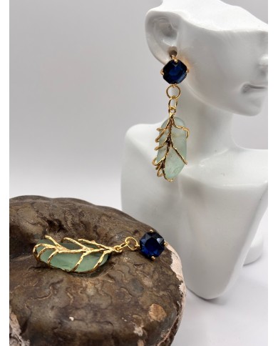 PENDIENTES ARTESANOS DE CRISTAL MARINO