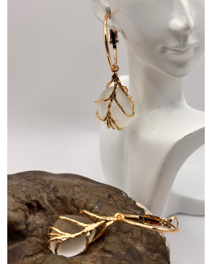 PENDIENTES ARTESANOS DE CRISTAL MARINO