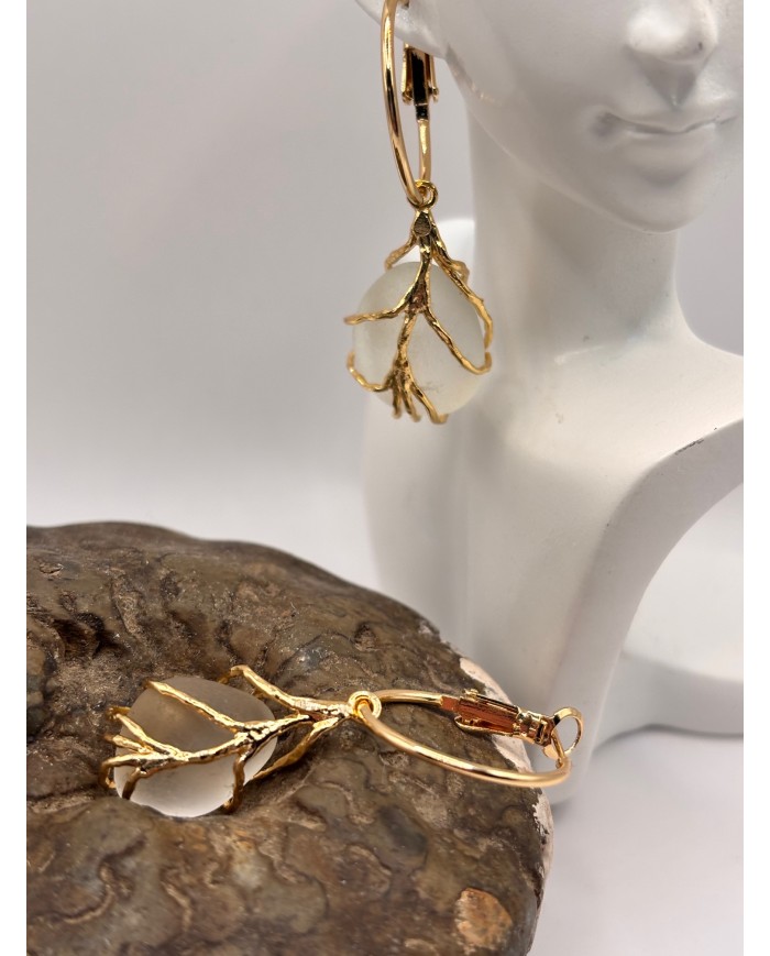 PENDIENTES ARTESANOS DE CRISTAL MARINO