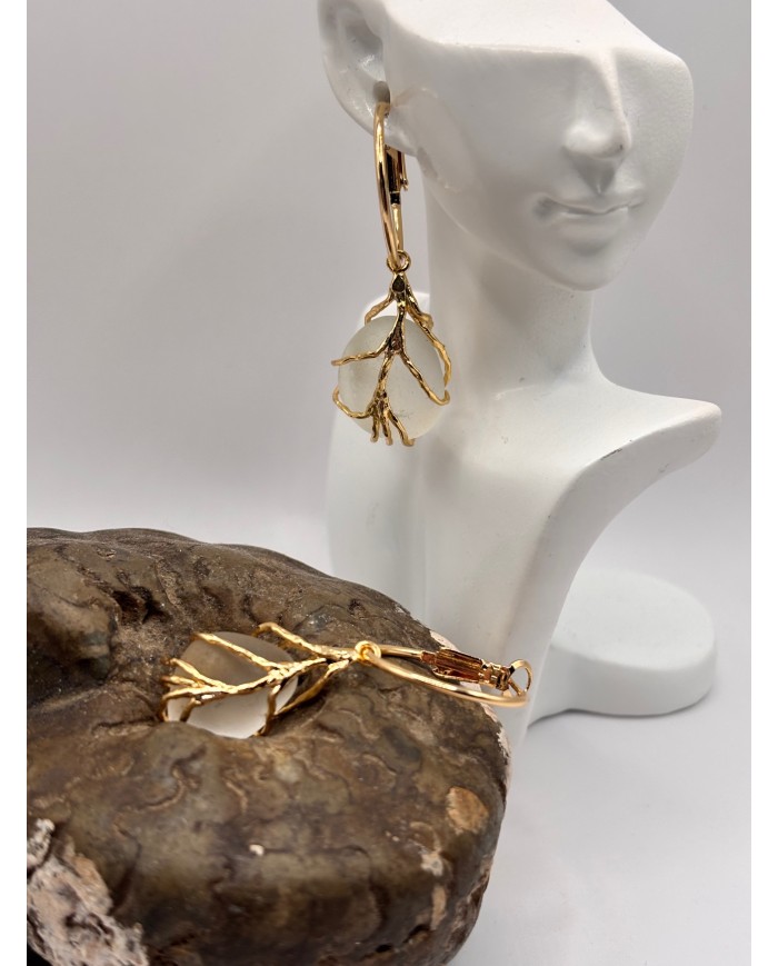 PENDIENTES ARTESANOS DE CRISTAL MARINO