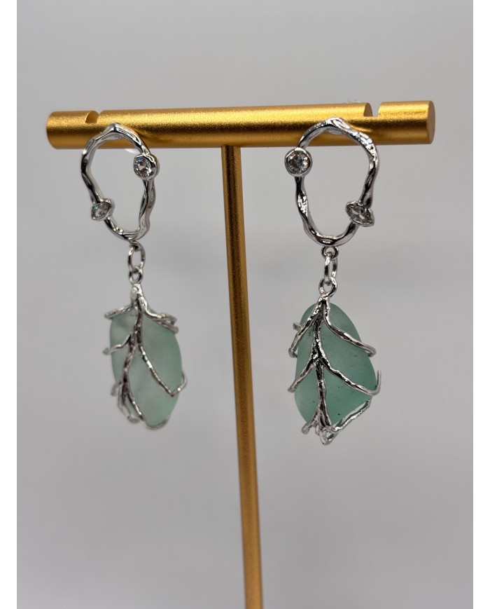 PENDIENTES ARTESANOS DE CRISTAL MARINO O LÁGRIMAS DE SIRENA