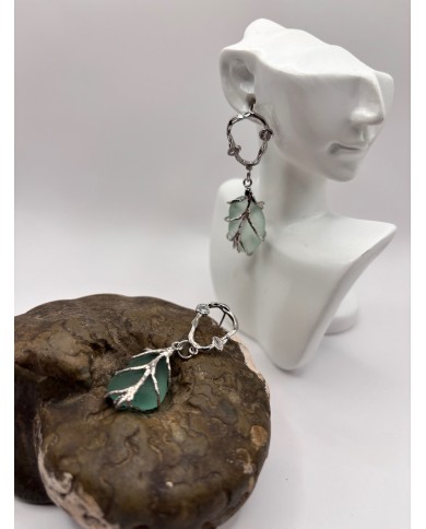 PENDIENTES ARTESANOS DE CRISTAL MARINO O LÁGRIMAS DE SIRENA
