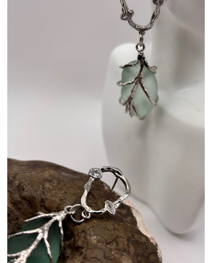 PENDIENTES ARTESANOS DE CRISTAL MARINO O LÁGRIMAS DE SIRENA