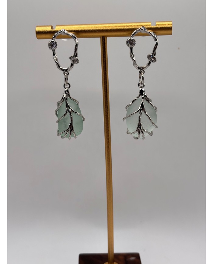 PENDIENTES ARTESANOS DE CRISTAL MARINO