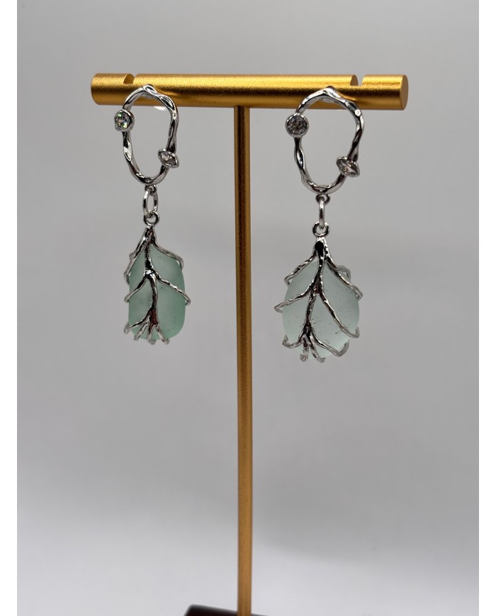 PENDIENTES ARTESANOS DE CRISTAL MARINO