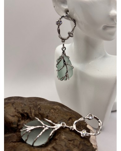 PENDIENTES ARTESANOS DE CRISTAL MARINO