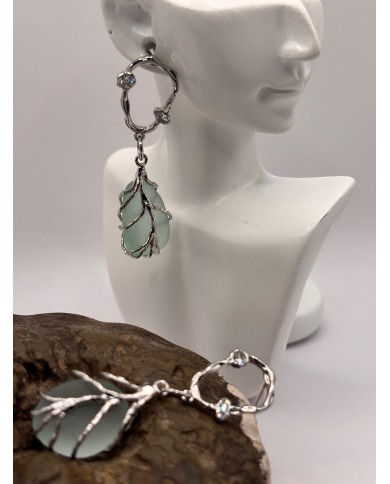 PENDIENTES ARTESANOS DE CRISTAL MARINO