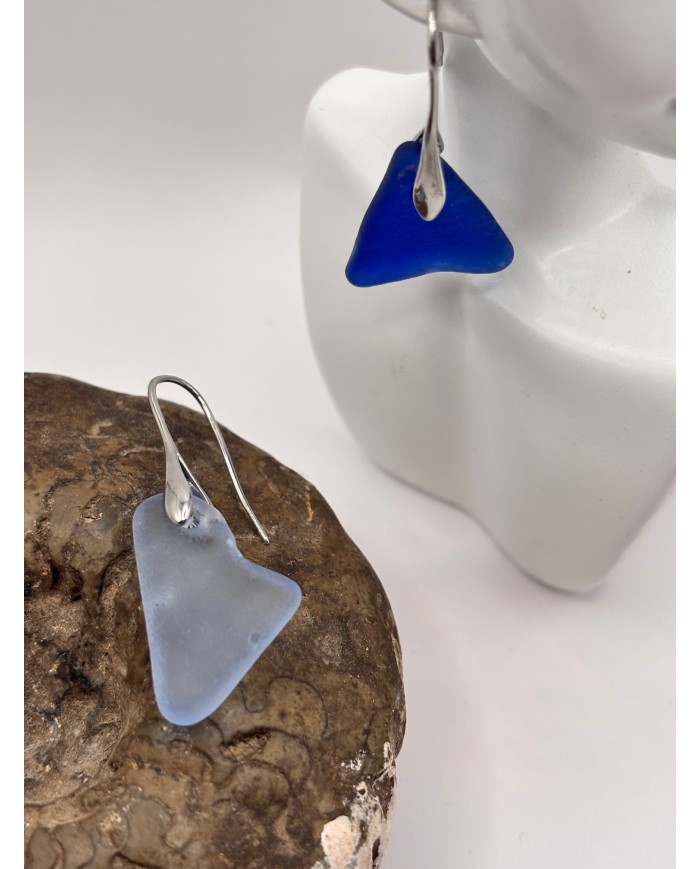 PENDIENTES ARTESANOS DE CRISTAL MARINO