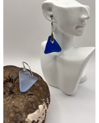 PENDIENTES ARTESANOS DE CRISTAL MARINO