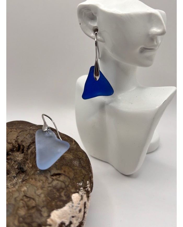 PENDIENTES ARTESANOS DE CRISTAL MARINO