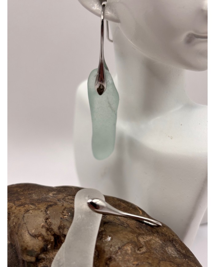 PENDIENTES ARTESANOS DE CRISTAL MARINO O LÁGRIMAS DE SIRENA