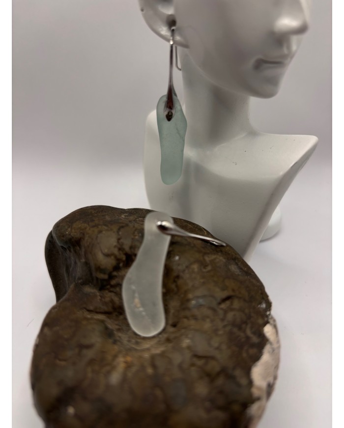 PENDIENTES ARTESANOS DE CRISTAL MARINO O LÁGRIMAS DE SIRENA
