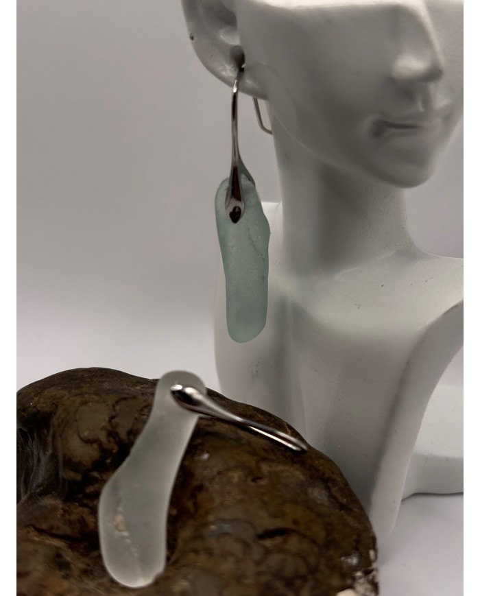 PENDIENTES ARTESANOS DE CRISTAL MARINO O LÁGRIMAS DE SIRENA