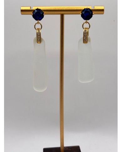PENDIENTES ARTESANOS DE CRISTAL MARINO