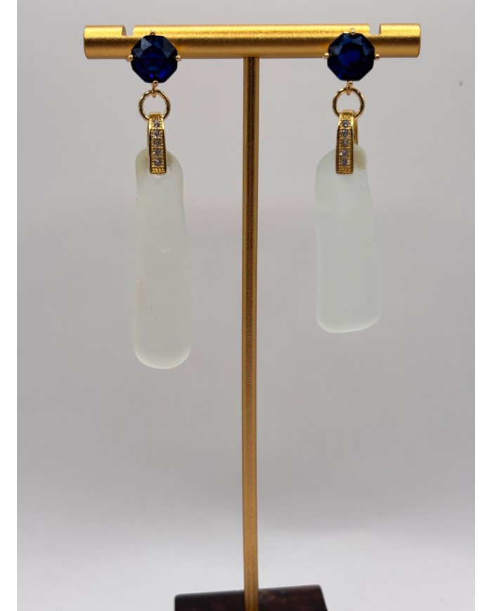PENDIENTES ARTESANOS DE CRISTAL MARINO