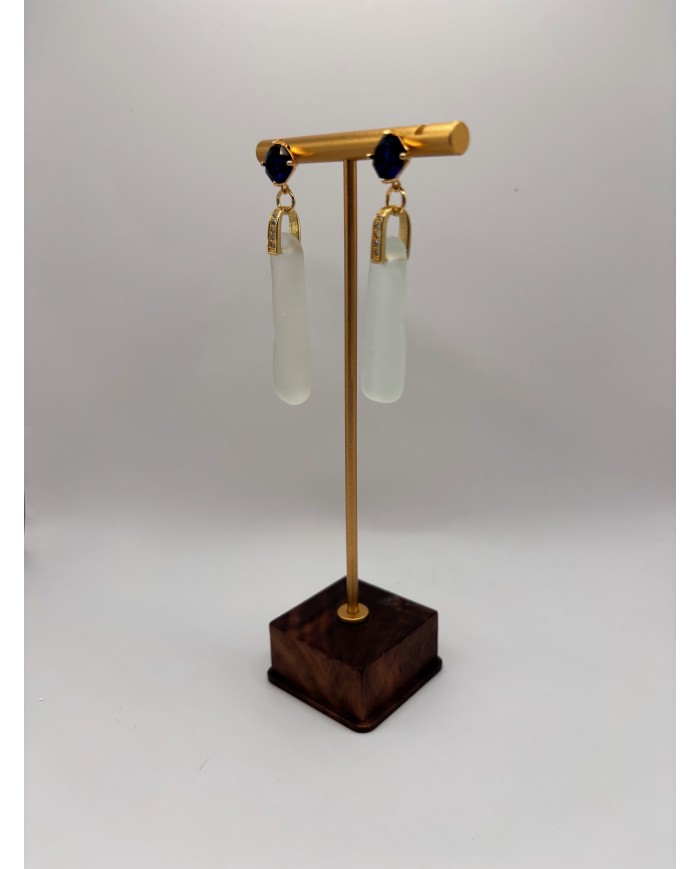 PENDIENTES ARTESANOS DE CRISTAL MARINO
