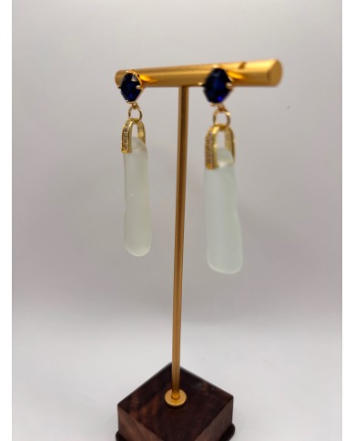 PENDIENTES ARTESANOS DE CRISTAL MARINO