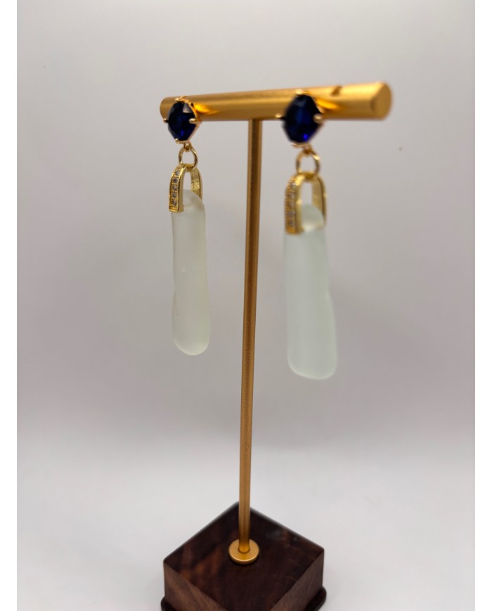 PENDIENTES ARTESANOS DE CRISTAL MARINO