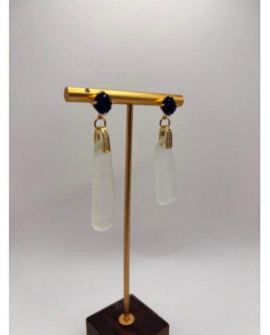 PENDIENTES ARTESANOS DE CRISTAL MARINO