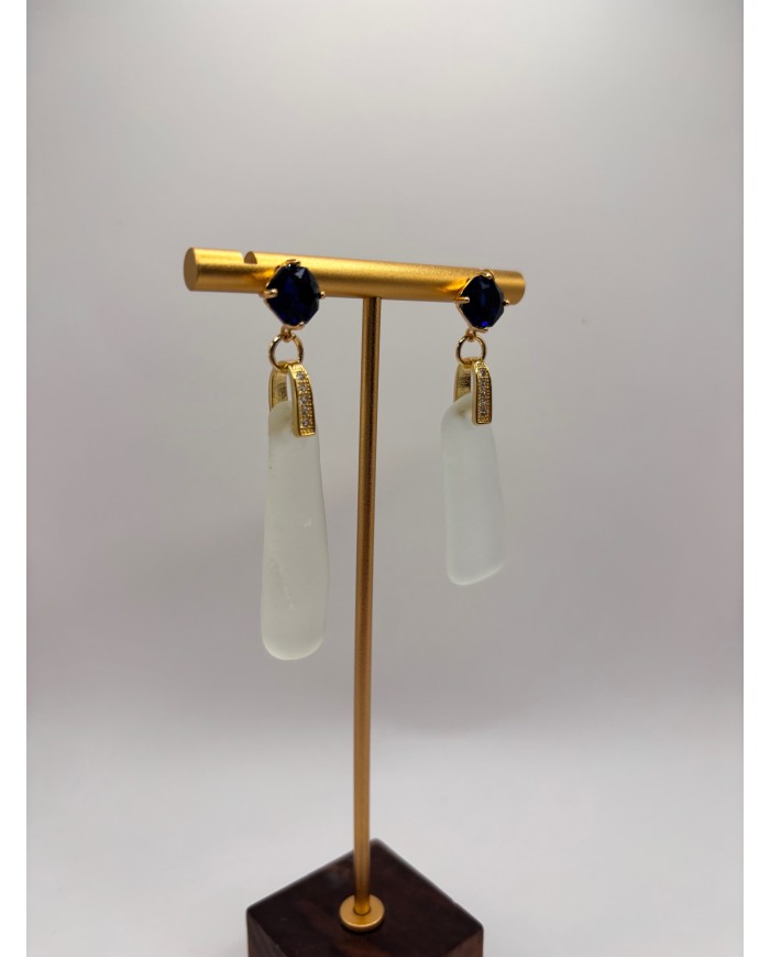 PENDIENTES ARTESANOS DE CRISTAL MARINO