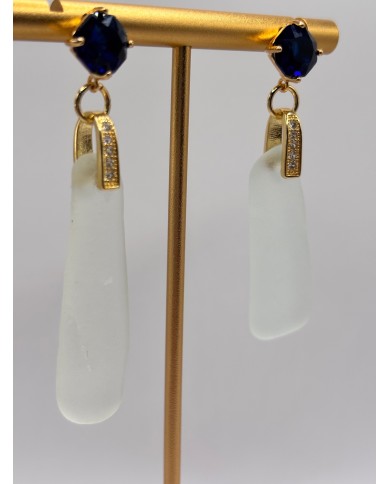 PENDIENTES ARTESANOS DE CRISTAL MARINO