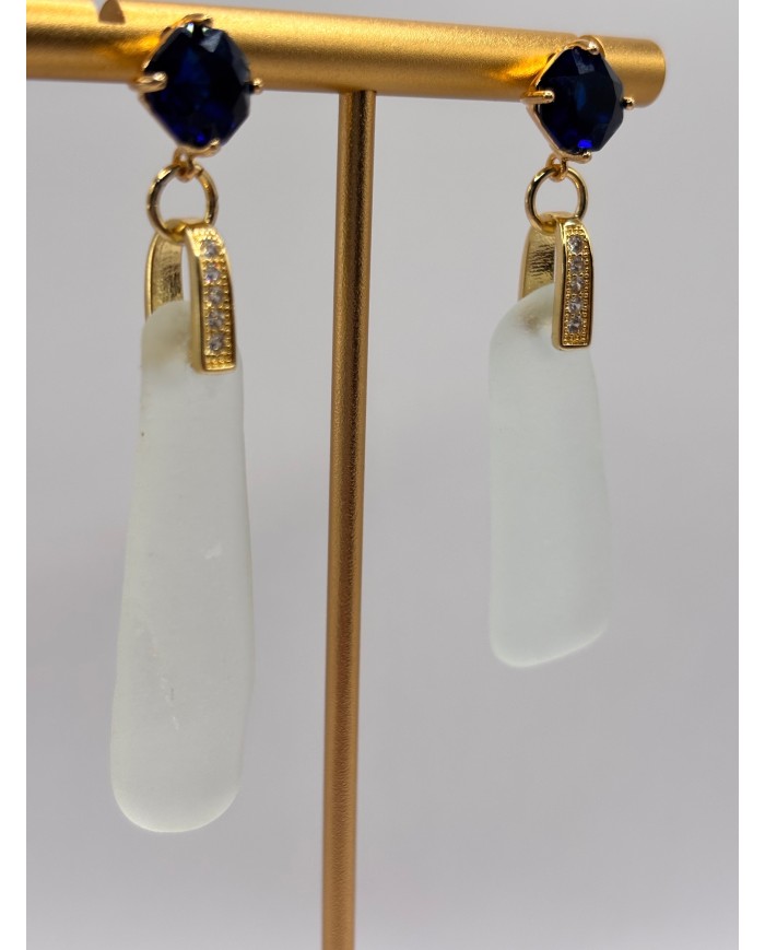PENDIENTES ARTESANOS DE CRISTAL MARINO