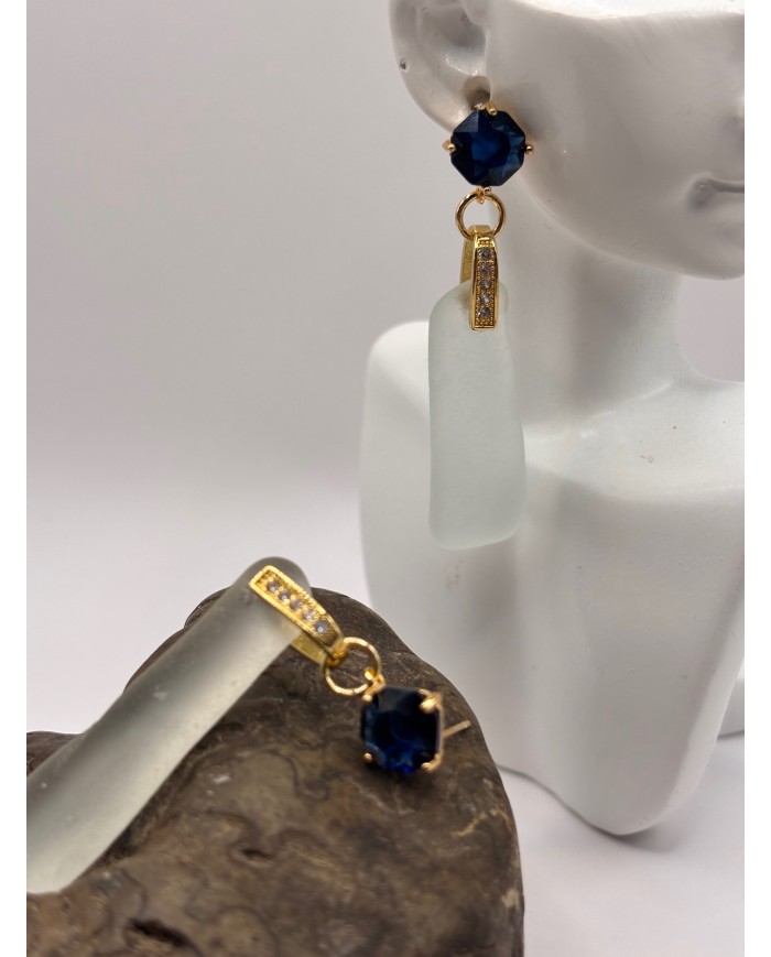 PENDIENTES ARTESANOS DE CRISTAL MARINO
