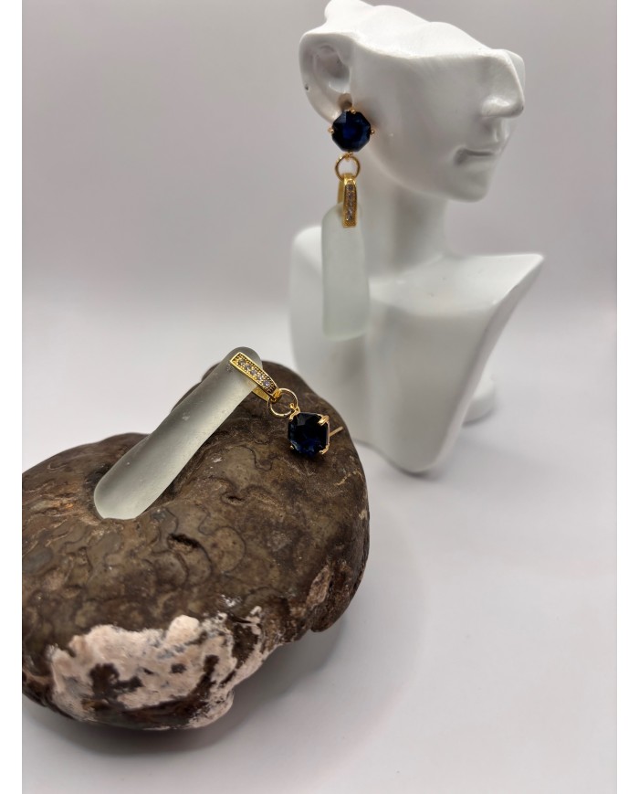 PENDIENTES ARTESANOS DE CRISTAL MARINO