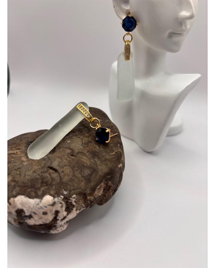 PENDIENTES ARTESANOS DE CRISTAL MARINO