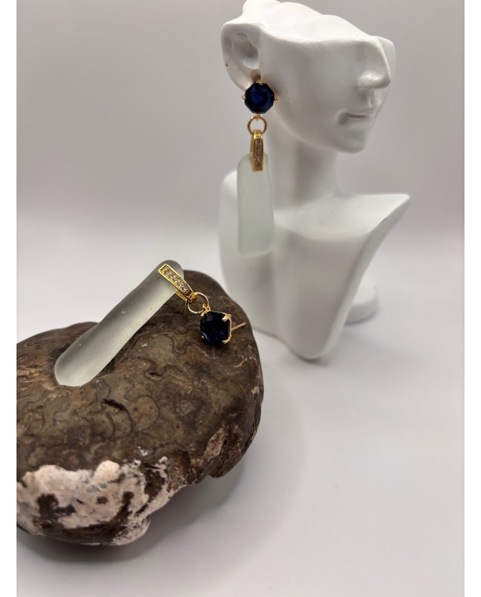 PENDIENTES ARTESANOS DE CRISTAL MARINO