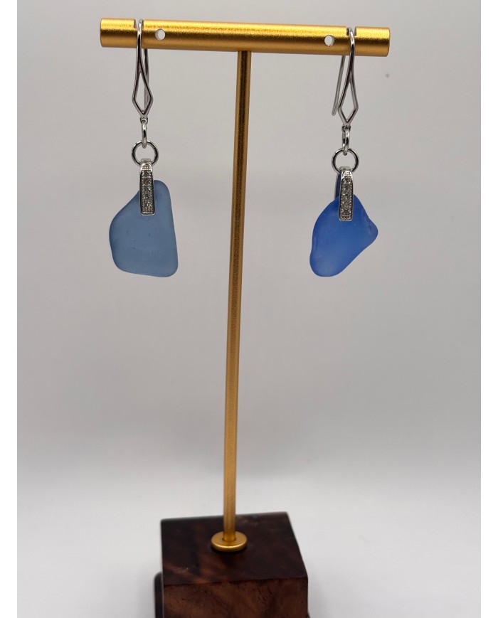 PENDIENTES ARTESANOS DE CRISTAL MARINO O LÁGRIMAS DE SIRENA