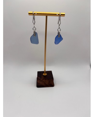 PENDIENTES ARTESANOS DE CRISTAL MARINO O LÁGRIMAS DE SIRENA