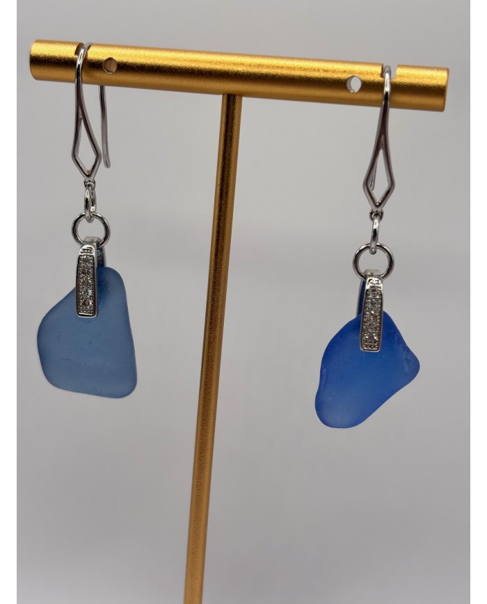 PENDIENTES ARTESANOS DE CRISTAL MARINO O LÁGRIMAS DE SIRENA