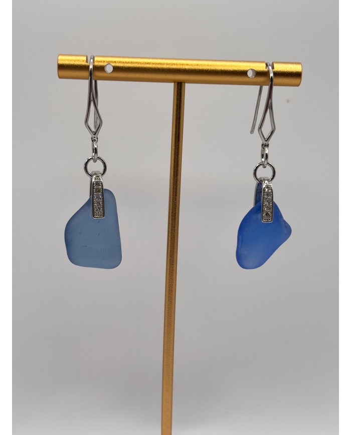 PENDIENTES ARTESANOS DE CRISTAL MARINO O LÁGRIMAS DE SIRENA