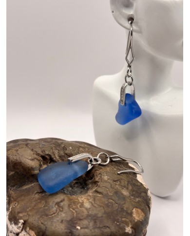 PENDIENTES ARTESANOS DE CRISTAL MARINO O LÁGRIMAS DE SIRENA