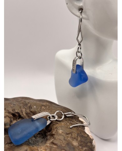 PENDIENTES ARTESANOS DE CRISTAL MARINO O LÁGRIMAS DE SIRENA