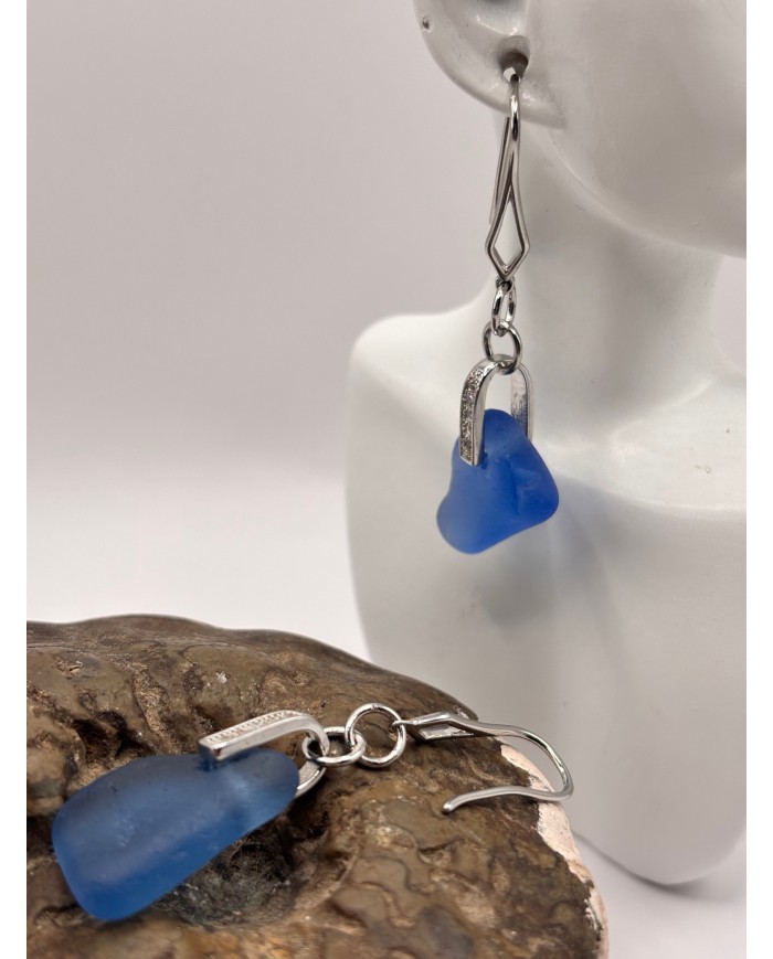 PENDIENTES ARTESANOS DE CRISTAL MARINO O LÁGRIMAS DE SIRENA