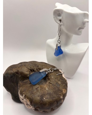 PENDIENTES ARTESANOS DE CRISTAL MARINO O LÁGRIMAS DE SIRENA