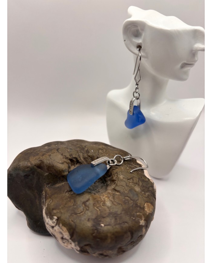 PENDIENTES ARTESANOS DE CRISTAL MARINO O LÁGRIMAS DE SIRENA